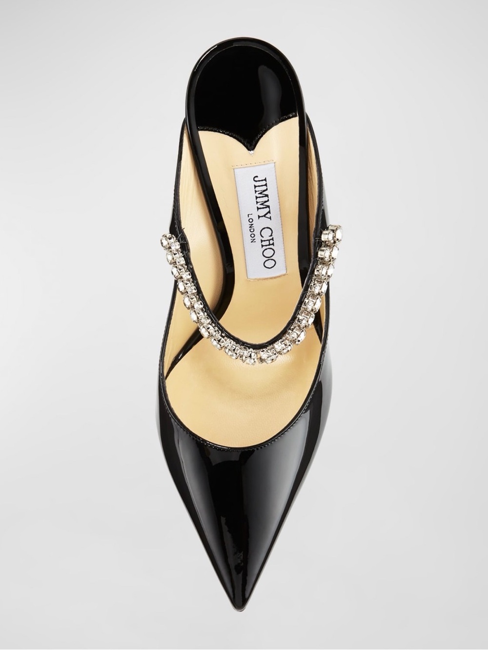 Jimmy Choo Bing 100 Black Patent Leather Crystal Mule Pump Heeled Sandals 38 - Picture 3 of 10